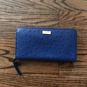 New leather Kate Spade wallet in blue ostrich